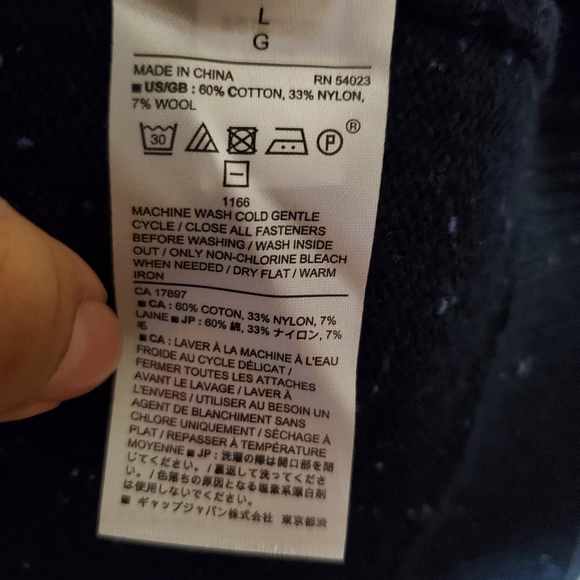 Banana Republic Wool Blend Zip Up Hooded Sweater Speckled Size L - Picture 4 of 5